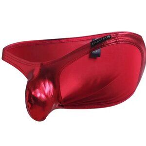 Shiny Red Mens Briefs With Large Pouch *Kaixuan* Size L 34 *Gay *Sexy Fun*New